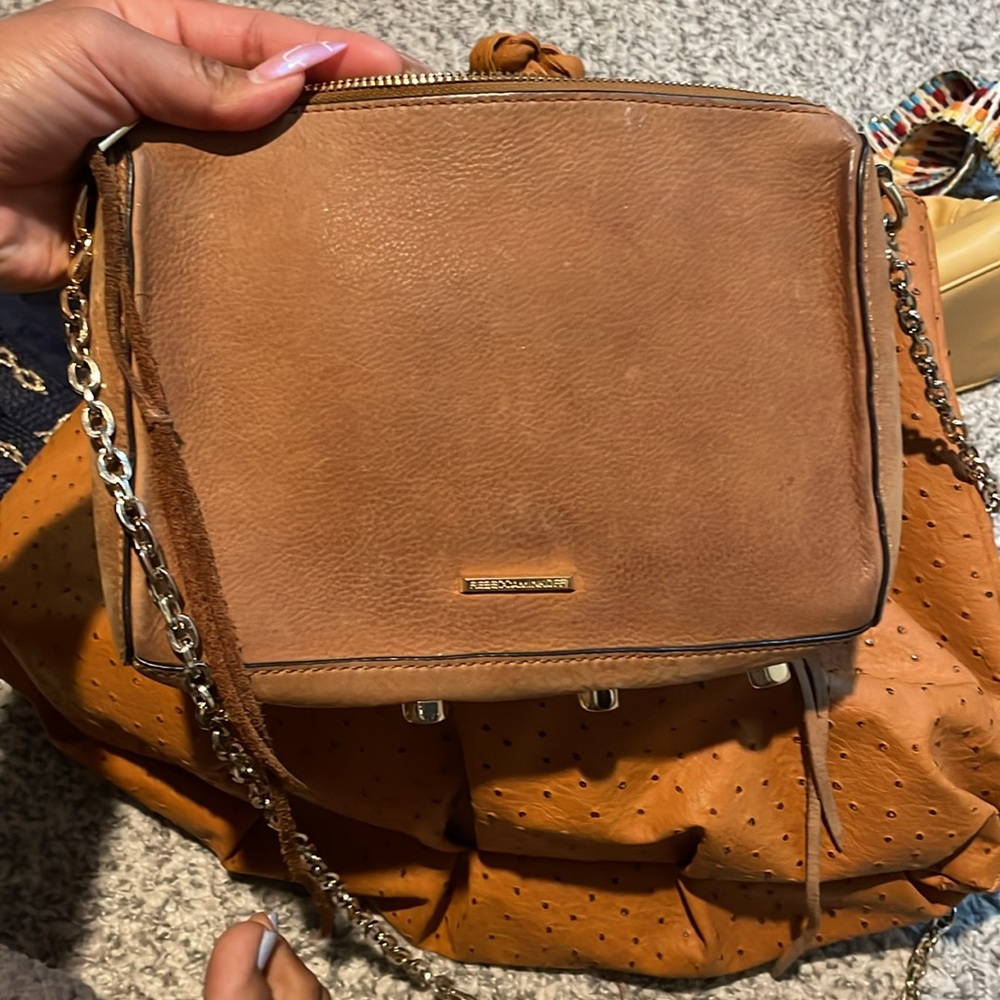 Rebecca Minkoff small tan leather purse chain replaced